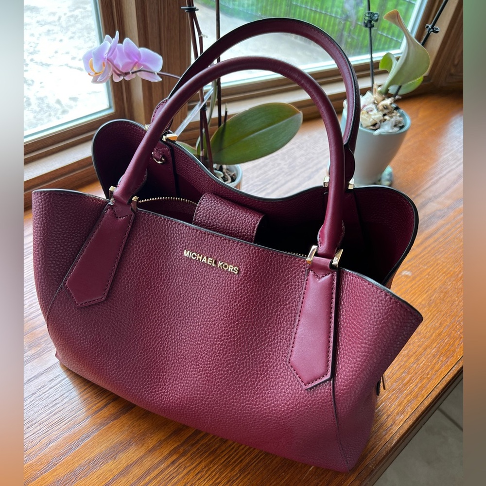 Michael Kors Bag - Burgundy Leather Satchel